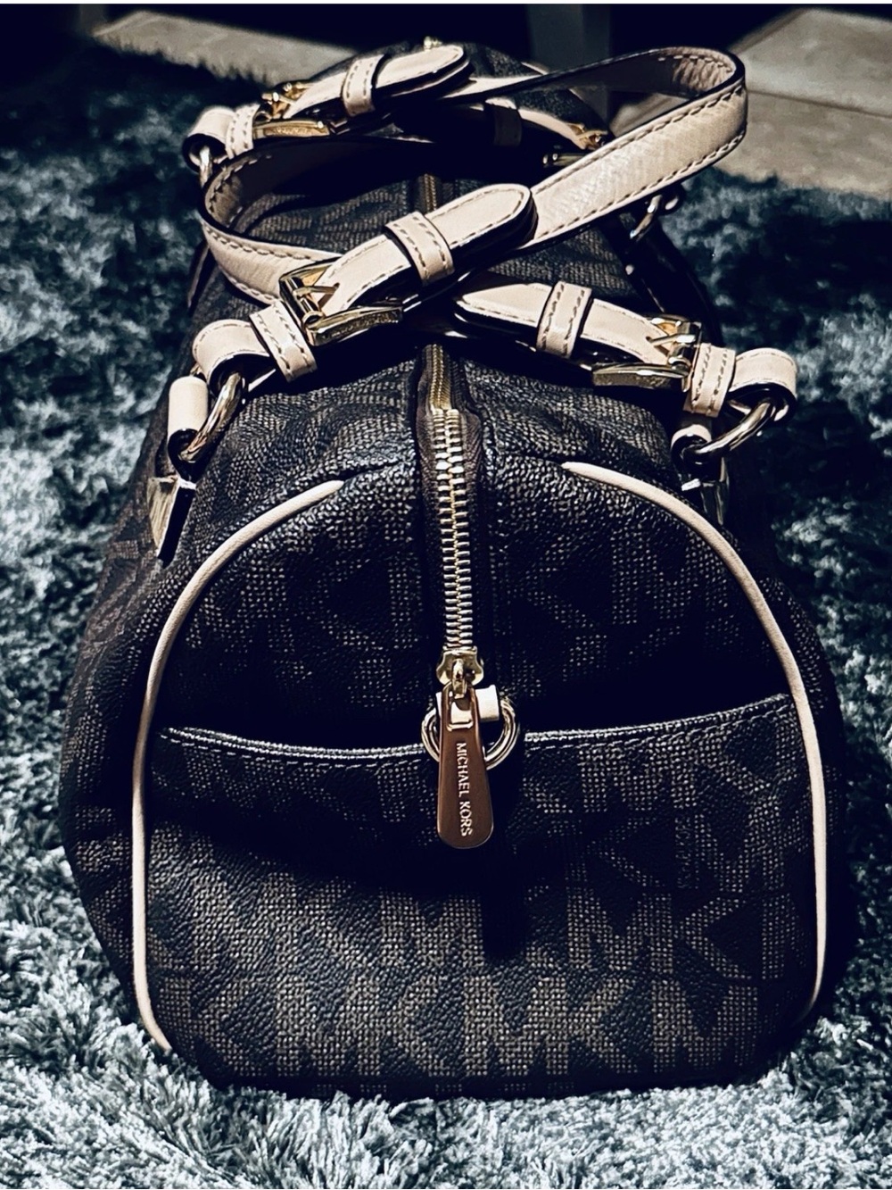 Michael Kors Women's Brown Monogram Leather Handbag - Picture 2 of 6